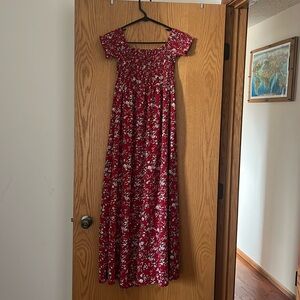 Long maxi dress with side leg slit.